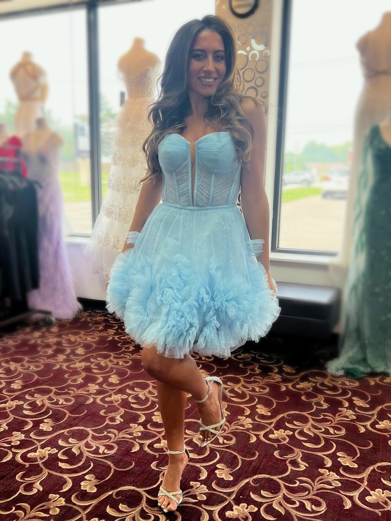 Pretty Homecoming Dress A LineV neck Tulle Short Party Cocktail Dress