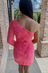 Pretty Homecoming Dress Bodycon Long Sleeve Fringe Sequin Short Party Cocktail Dress