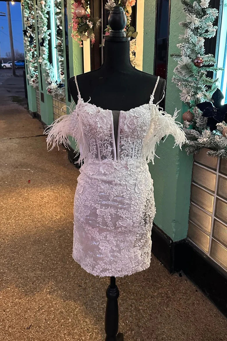 Pretty Homecoming Dress Bodycon Off the Shoulder Lace Short Party Cocktail Dress