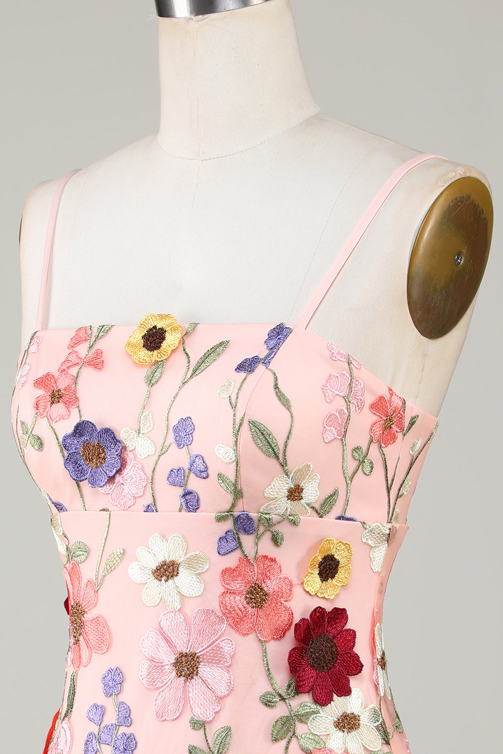 Pretty Homecoming Dress Bodycon Shoulder straps 3D Flower Short Party Cocktail Dress