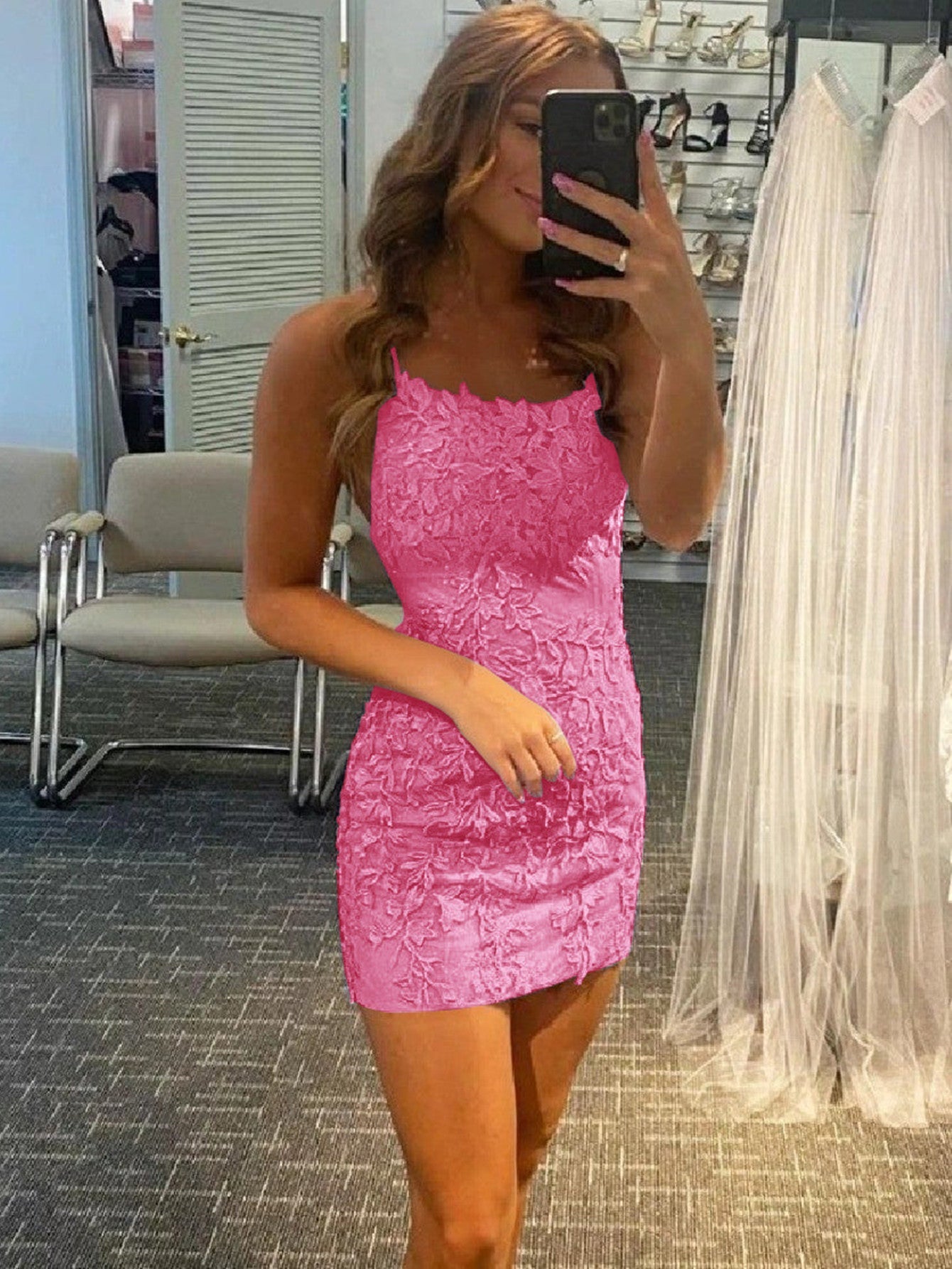 Pretty Homecoming Dress Bodycon Shoulder straps Lace Short Party Cocktail Dress