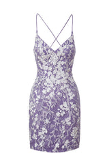 Pretty Homecoming Dress Bodycon Shoulder straps Lace Short Party Cocktail Dress