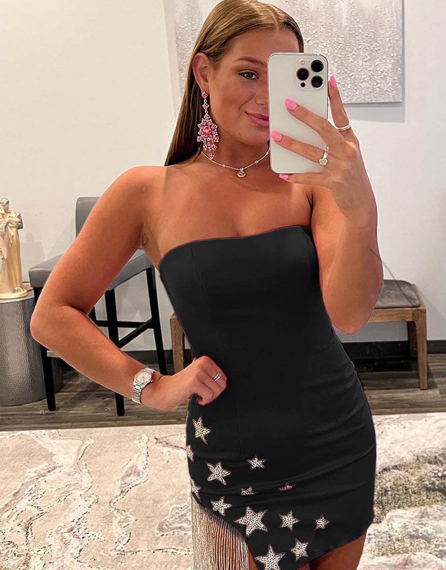 Pretty Homecoming Dress Bodycon Strapless Satin Short Party Cocktail Dress