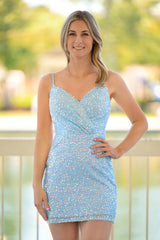 Pretty Homecoming Dress Bodycon V neck Sequin Style Short Party Cocktail Dress