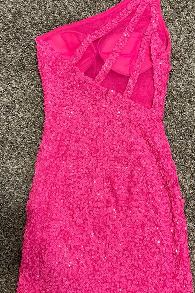 Pretty Homecoming Dress Bodycon one shoulder Style Sequin Short Party Cocktail Dress