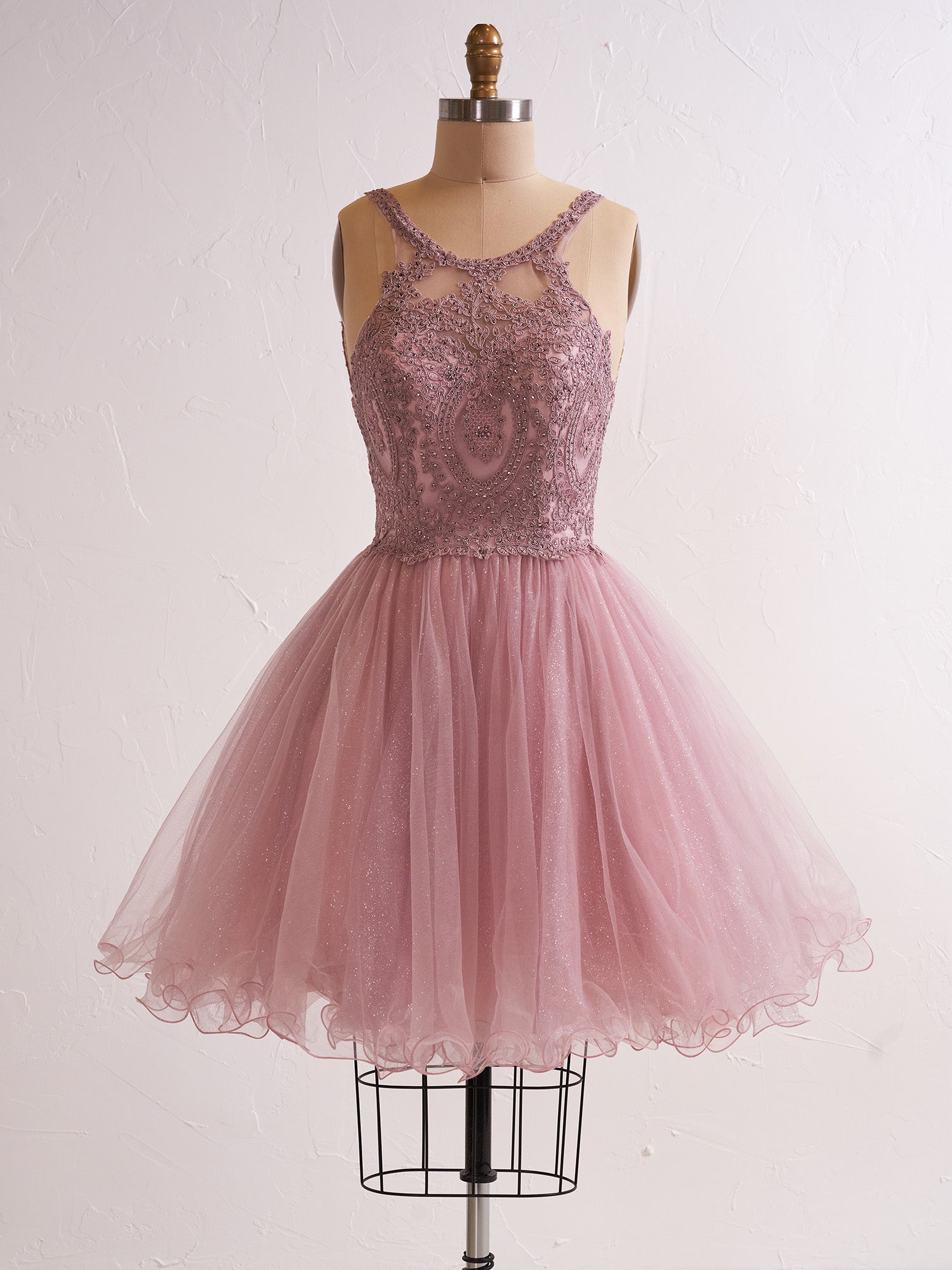 Pretty Homecoming Dress Embellished With Delicate EmbroideryTulle Short Party Cocktail Dress