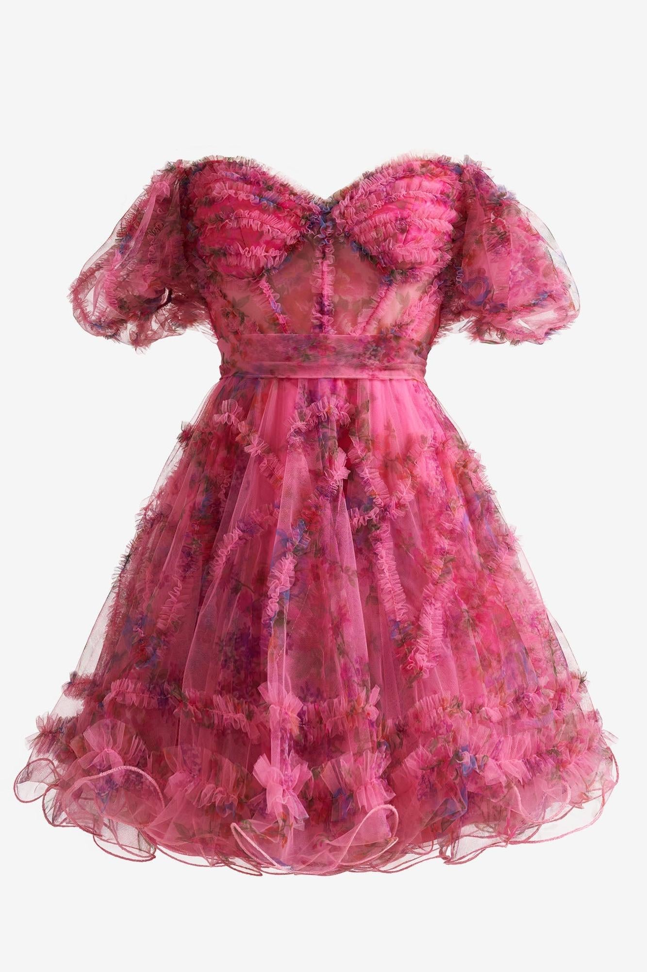 Pretty Homecoming Dress Girly pink A Line Off the Shoulder Floral Printed Short Party Cocktail Dress