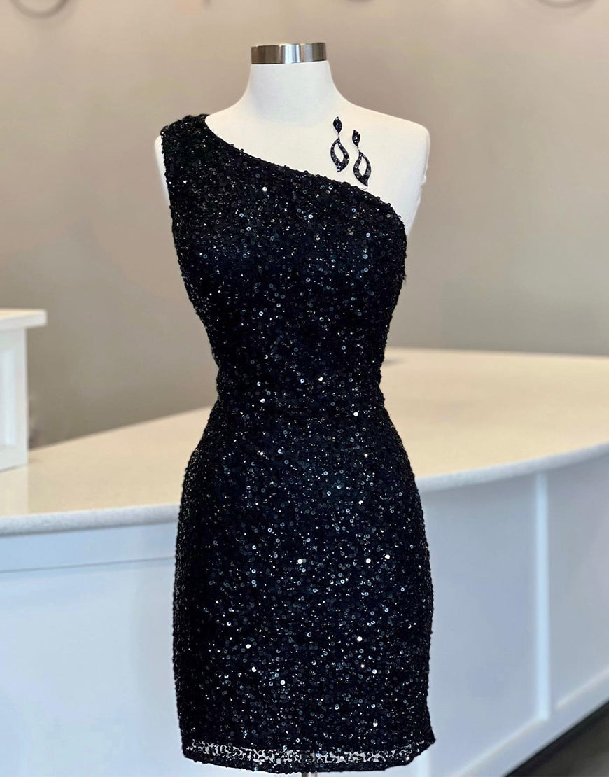 Pretty Homecoming Dress one shoulder Style Bodycon Fitting Sky Blue Short Party Cocktail Dress