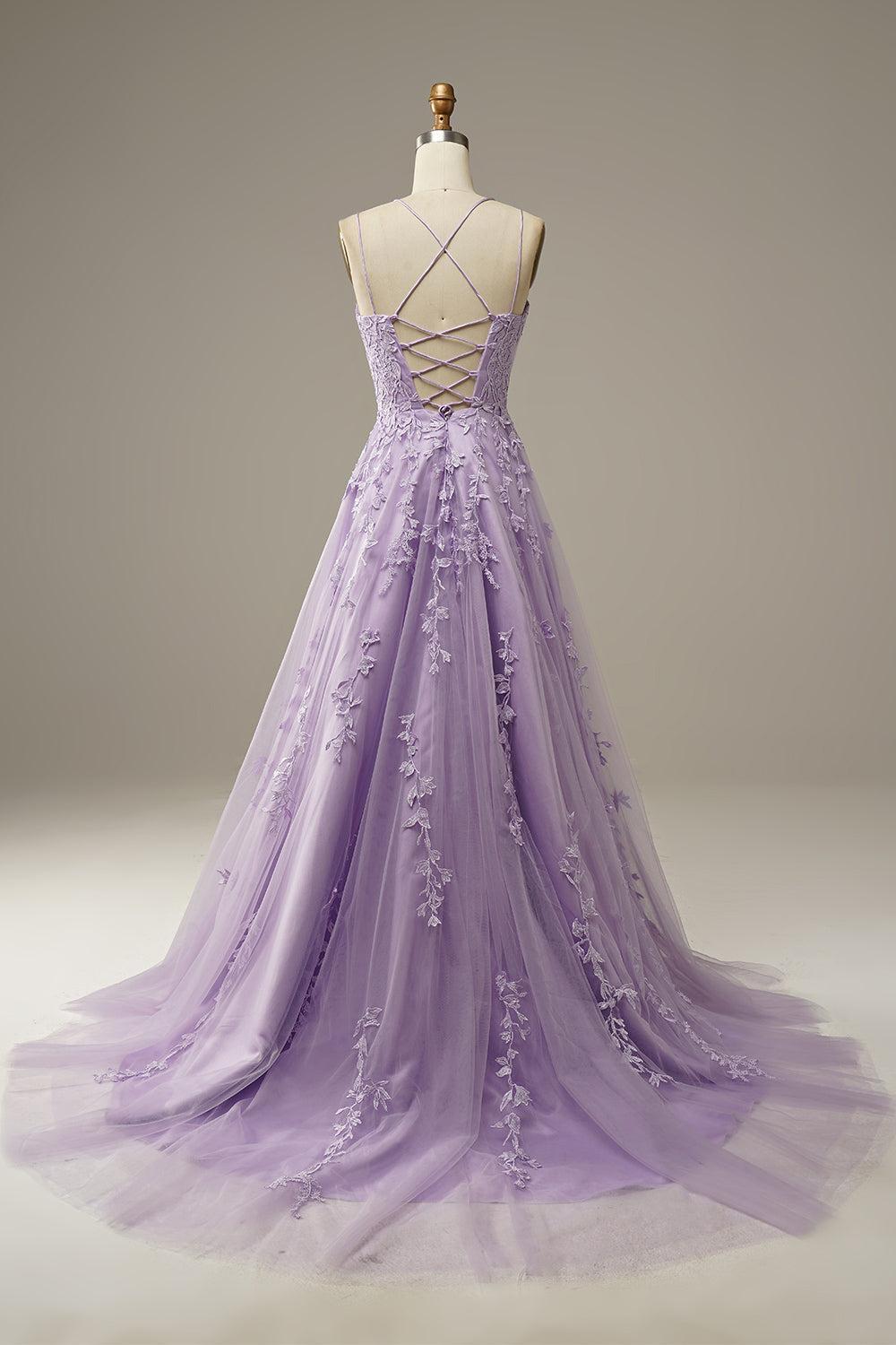 Princess Prom Dress Champagne Spaghetti Straps Evening Dress