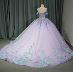 Princess Purple Floral Quinceanera Dress Full Ball Gown Sweet 16 Dress