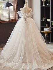 Prom Dress Ivory A Line Sweetheart Neck Lace Tulle Long Formal Dress Evening Dress