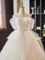 Prom Dress Ivory A Line Sweetheart Neck Lace Tulle Long Formal Dress Evening Dress