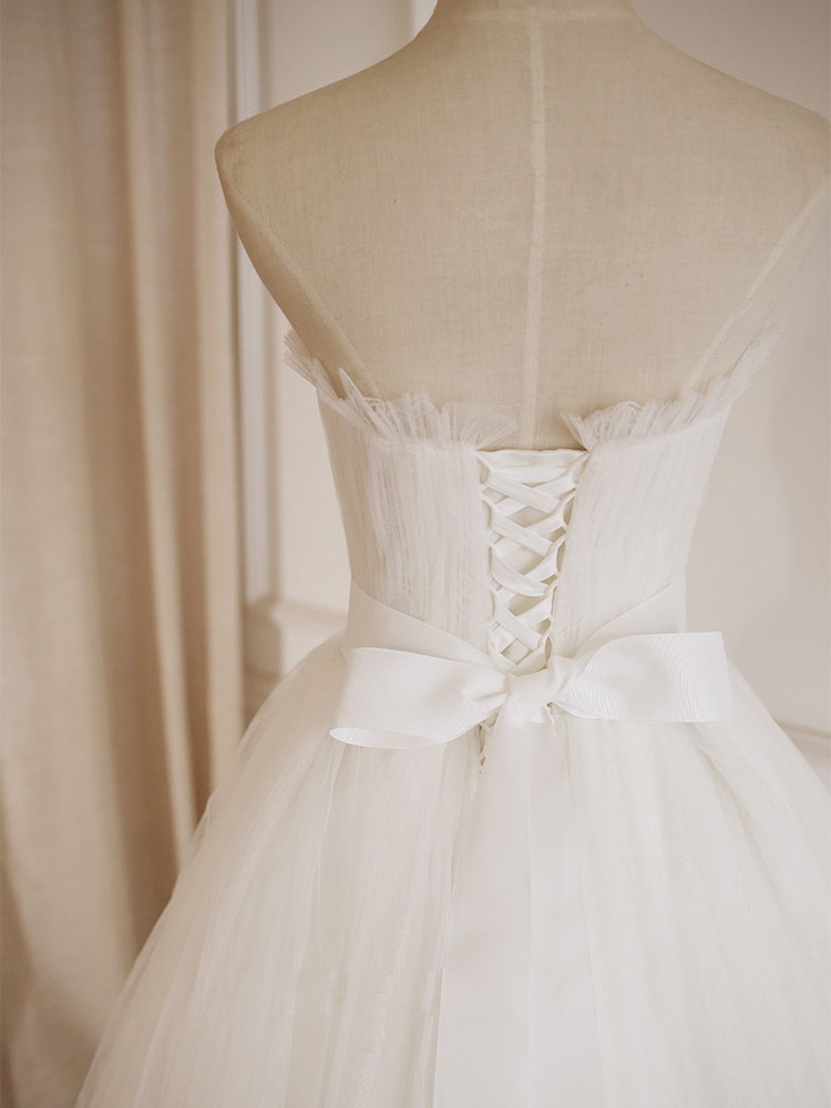 Prom Dress Ivory A Line Tulle Lace Long Formal Dress Evening Dress