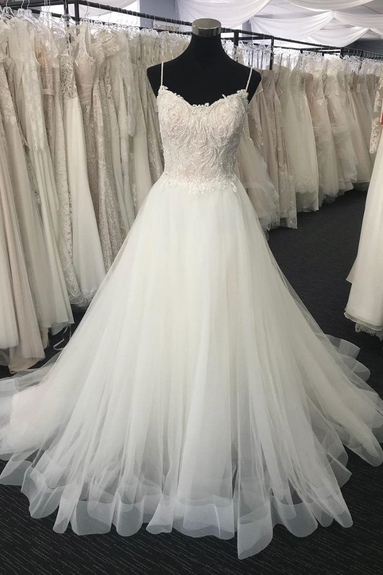 Prom Dress Ivory Sweetheart Neck Tulle Lace Long Evening Dress