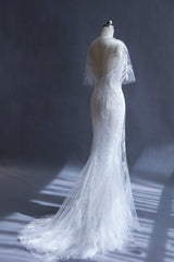 Prom Dress Ivory V Neck Tulle Long Mermaid Evening Gown Evening Dress