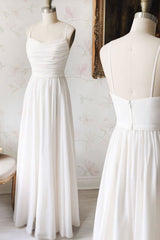 Prom Dress Simple Ivory Chiffon Long Evening Gown Evening Dress