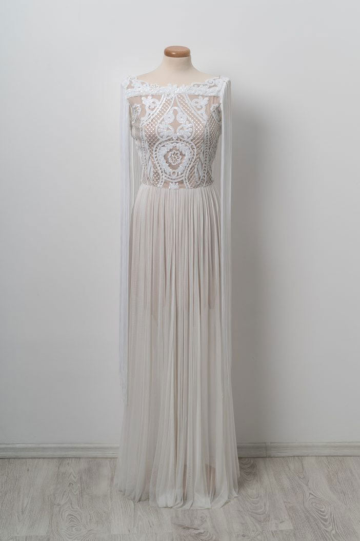 Prom Dress Unique Ivory Lace Long Evening Dress