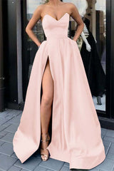 Purple A Line Prom Dress Sweetheart Sleeveless Satin Formal Dress