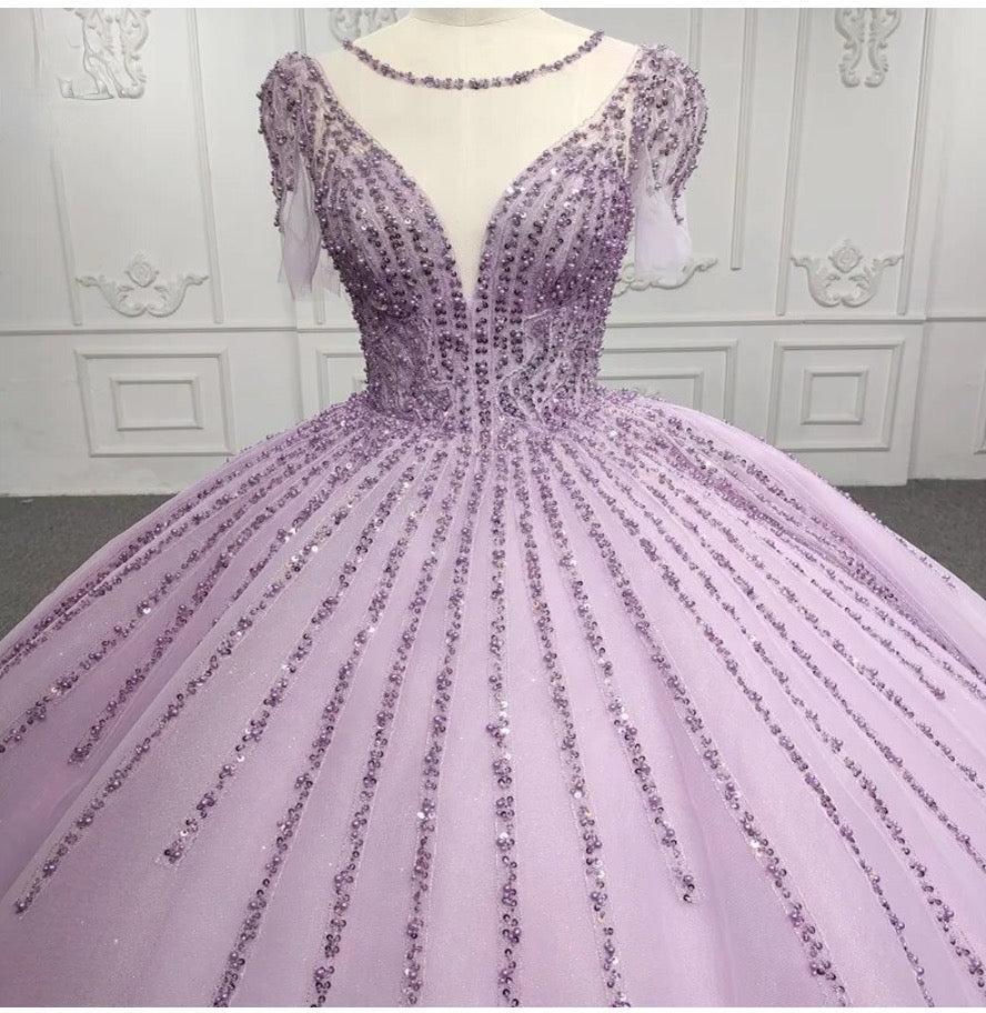 Purple A Line Quinceanera Dress Sequined Party Ball Gown Sweet 16 Dress