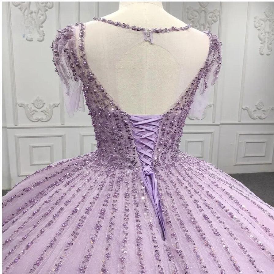 Purple A Line Quinceanera Dress Sequined Party Ball Gown Sweet 16 Dress