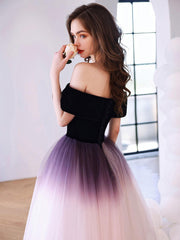 Purple Cocktail Dress Off Shoulder Tulle Short Party Cocktail Dress