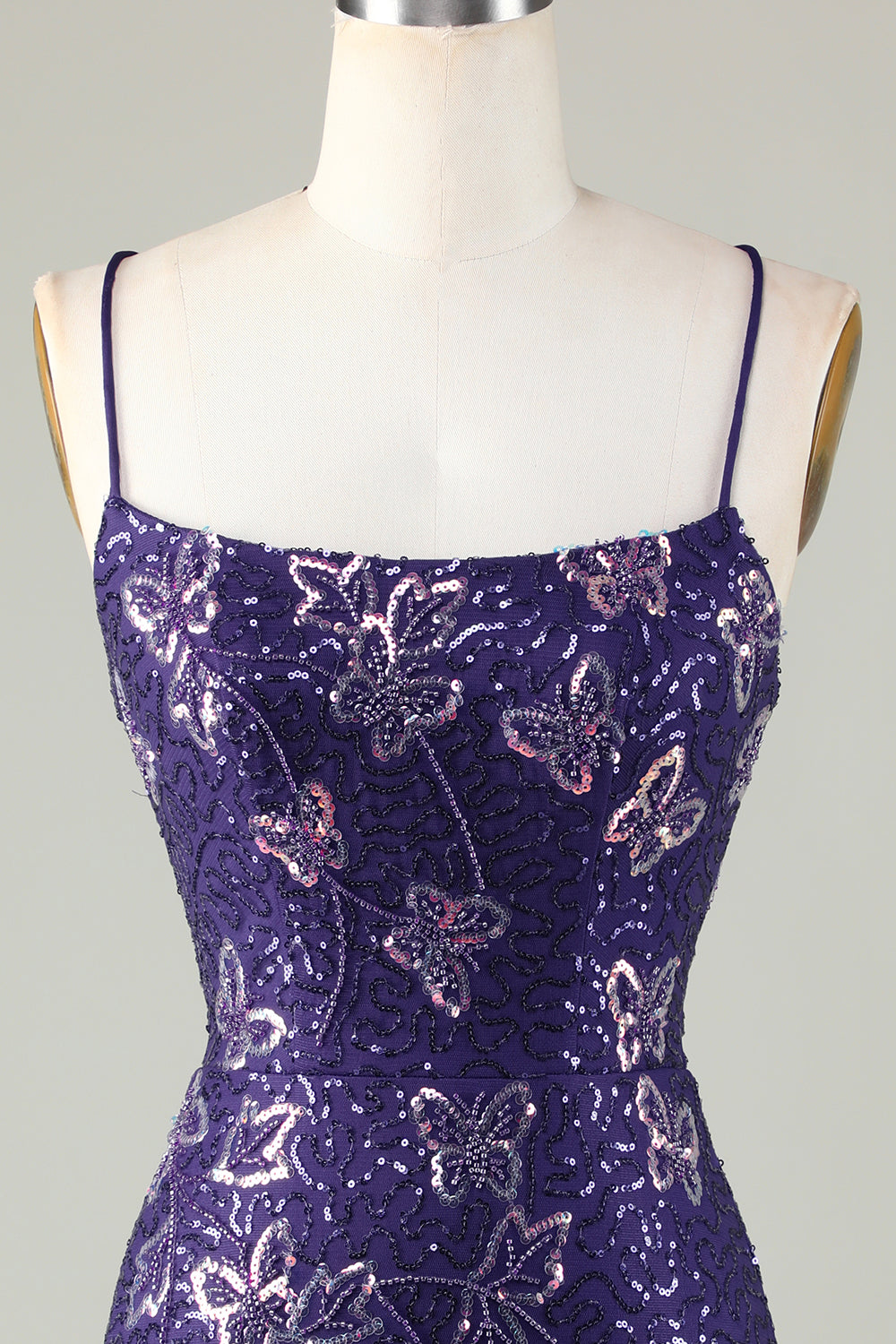 Purple Homecoming Dresses Butterflies Tight Beaded Sequin Short Cocktail Dresses