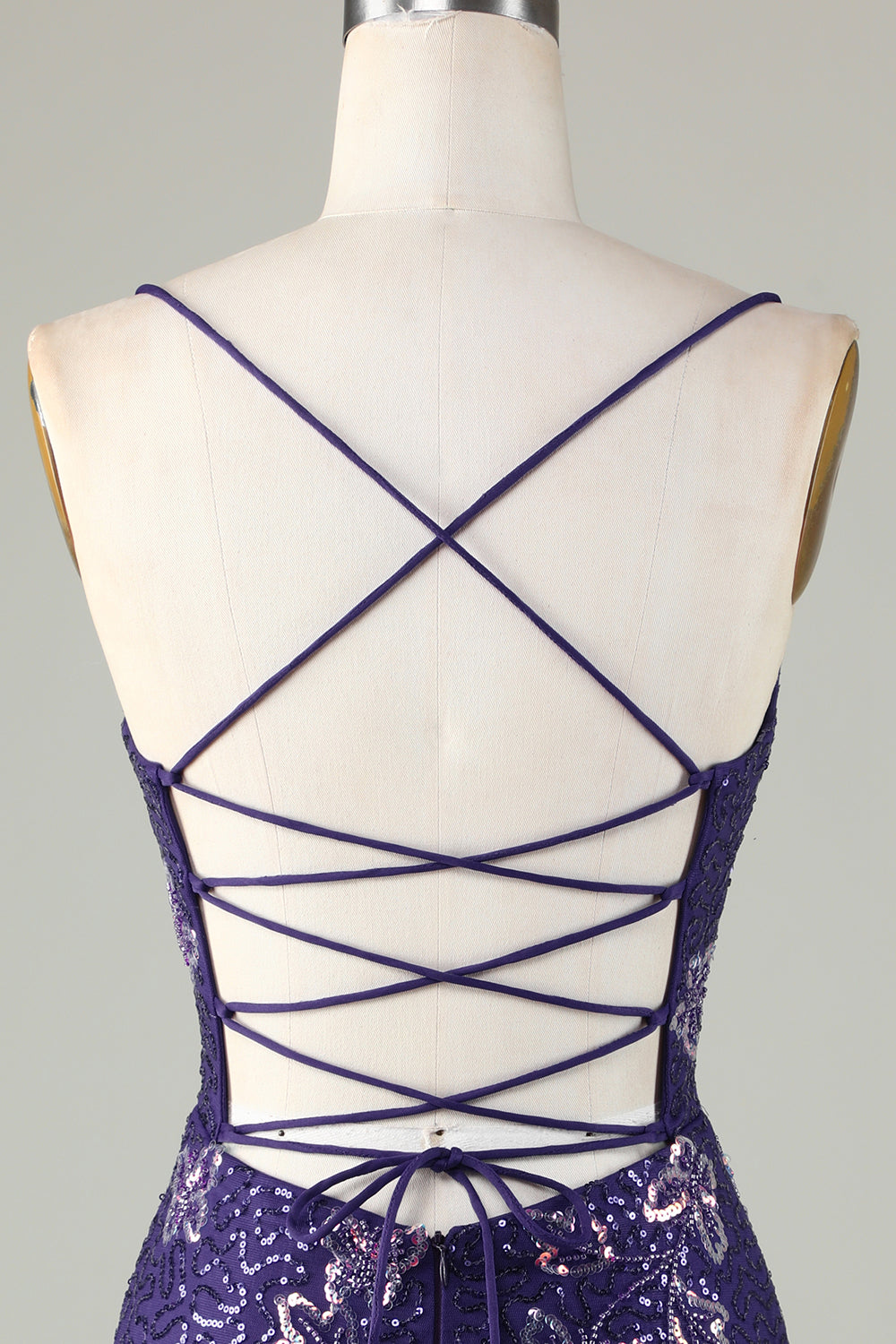 Purple Homecoming Dresses Butterflies Tight Beaded Sequin Short Cocktail Dresses