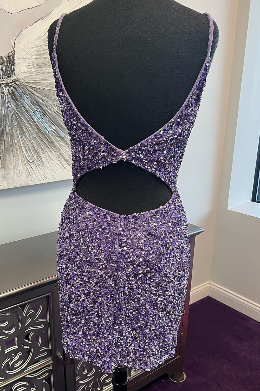 Purple Homecoming Dresses Open Back Short Hoco Dresses
