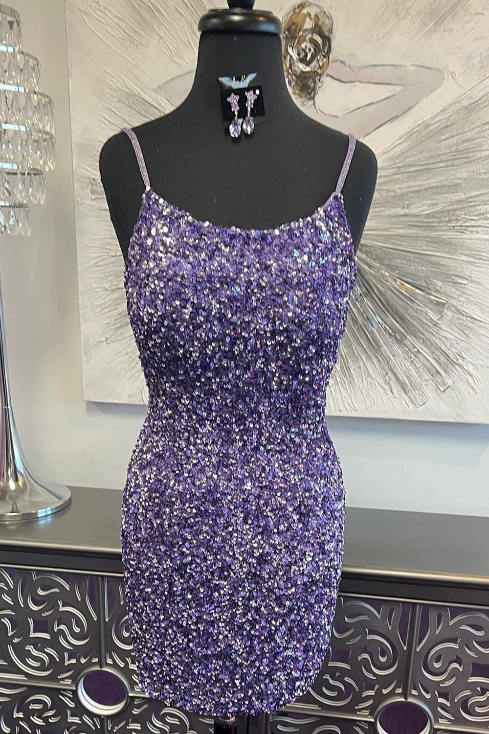 Purple Homecoming Dresses Open Back Short Hoco Dresses