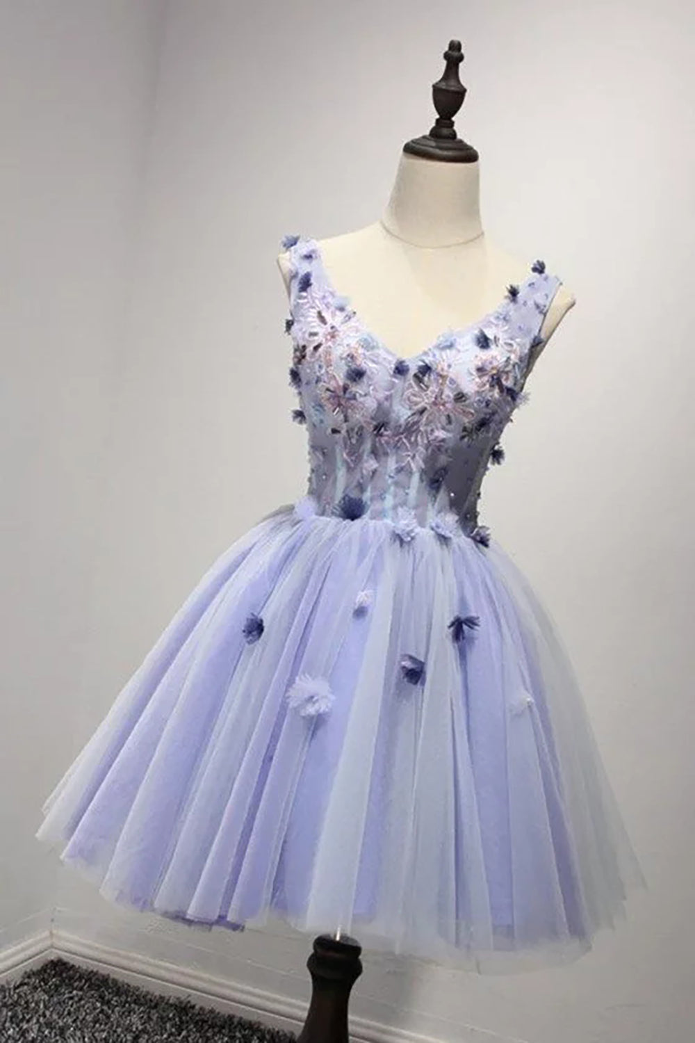Purple Homecoming Dresses V Neck A Line Cocktail Dresses