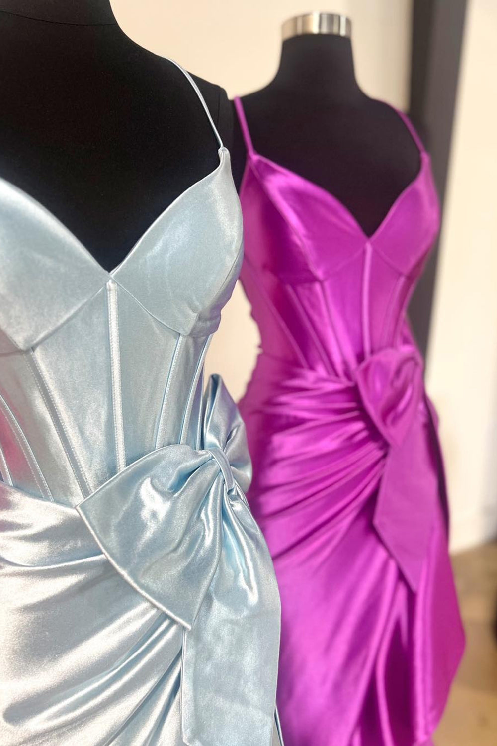 Purple Mermaid Long Corset Prom Dress With Bowknot