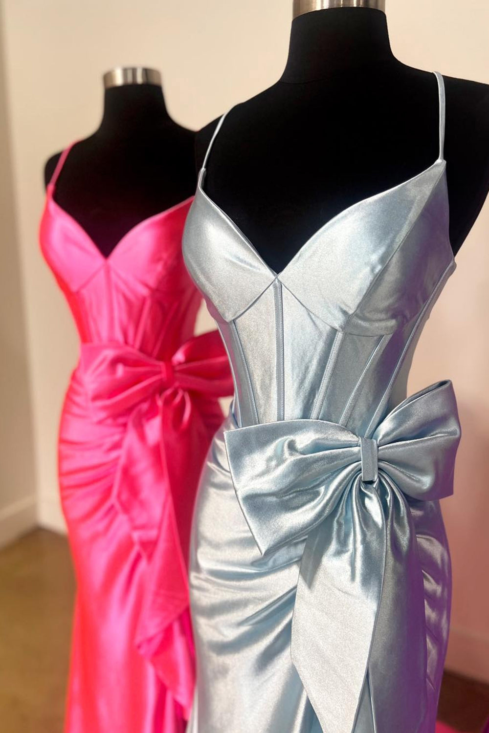 Purple Mermaid Long Corset Prom Dress With Bowknot