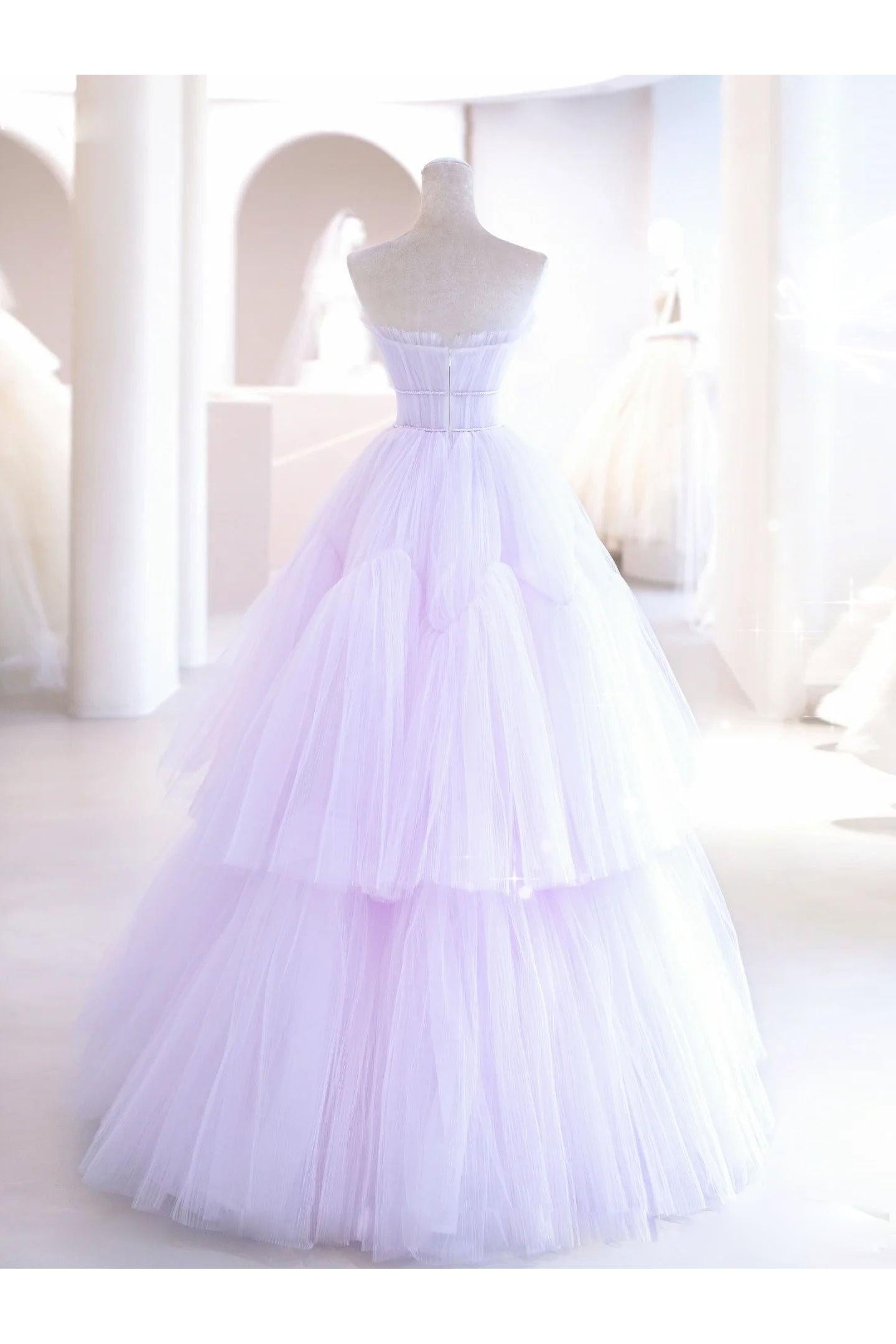 Purple Prom Dress A Line Tulle Long Formal Evening Dress