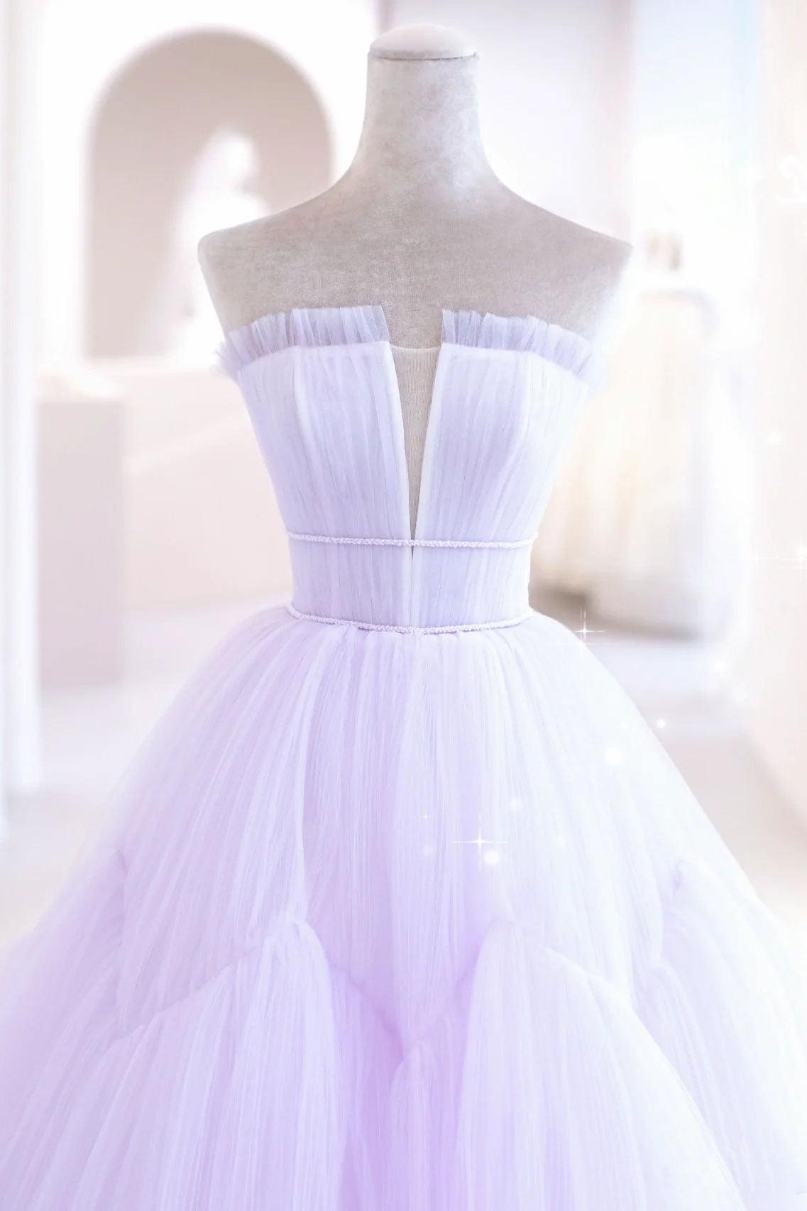 Purple Prom Dress A Line Tulle Long Formal Evening Dress