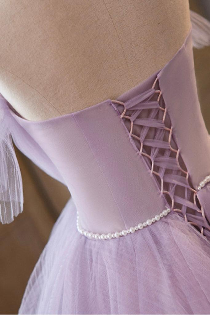 Purple Prom Dress A Line Tulle Long Prom Gown Formal Dress Evening Dress