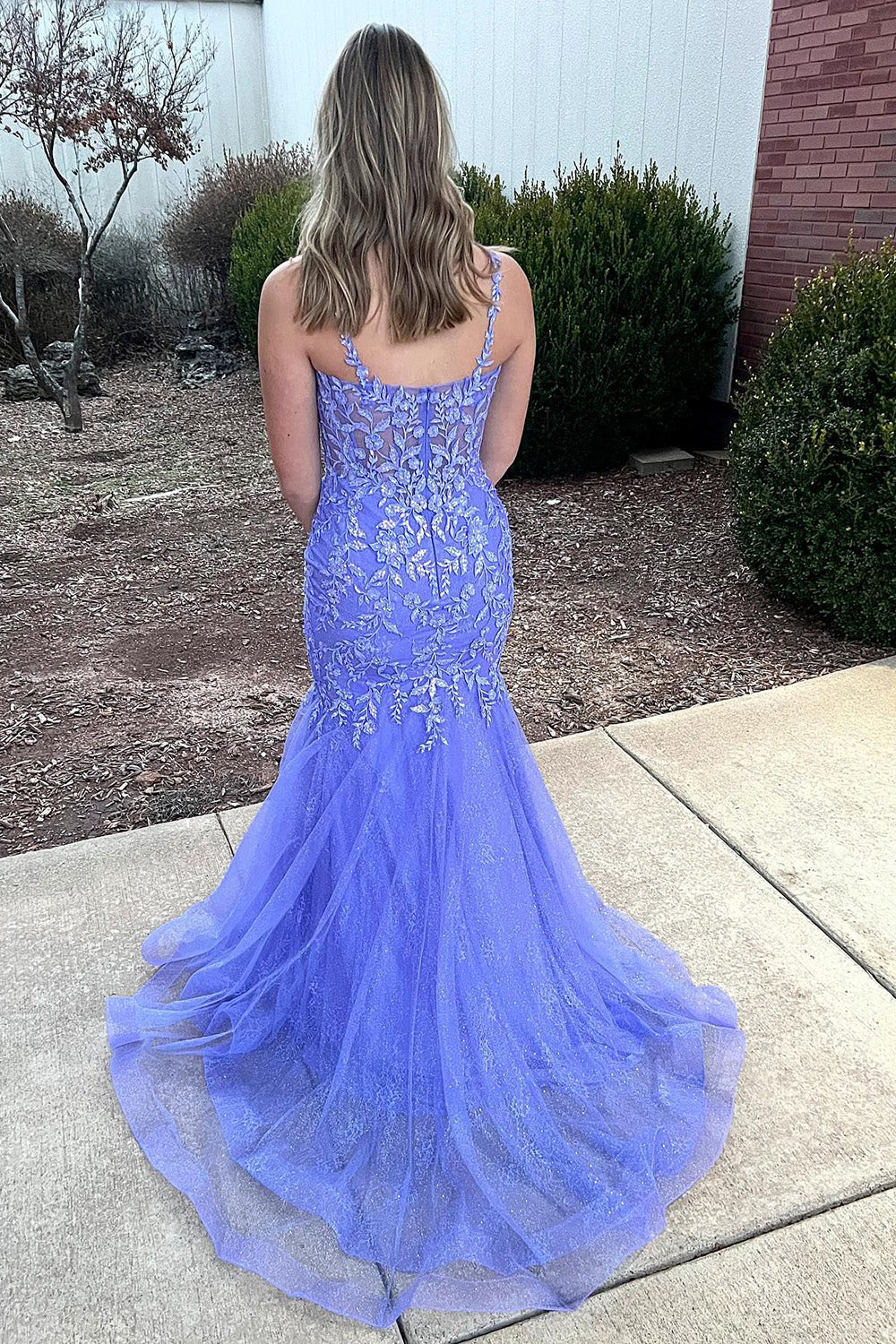 Purple Prom Dress Mermaid Long Evening Dress with Appliques