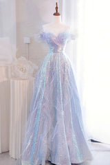 Purple Prom Dress Off the Shoulder Sequin Tulle Long Formal Evening Dress