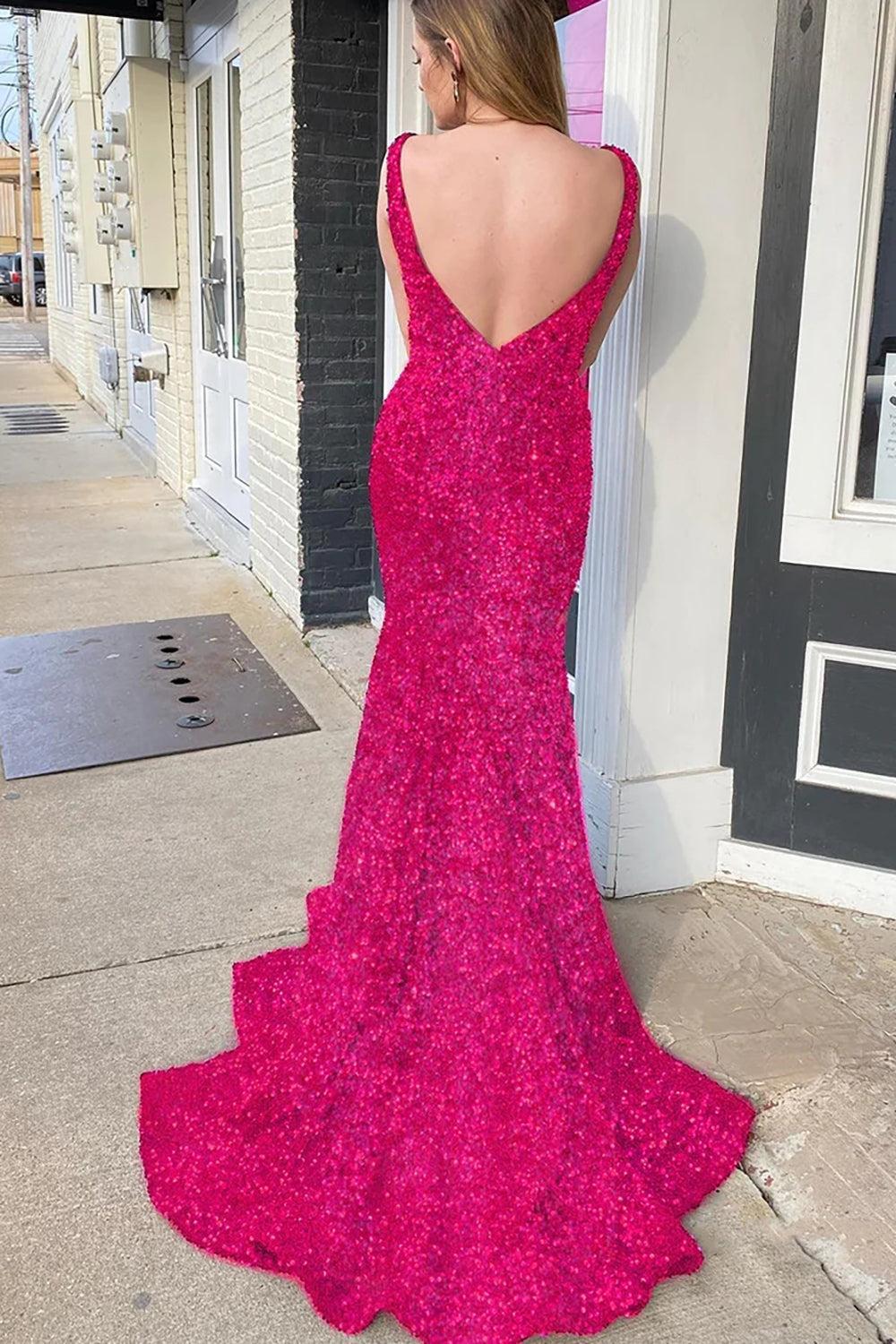 Purple Prom Dress Sequined Evening Dress