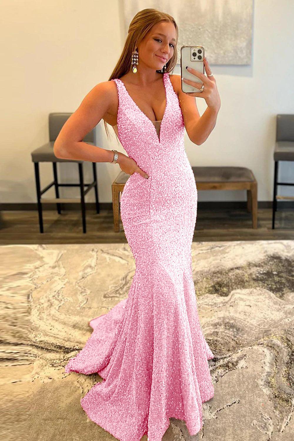 Purple Prom Dress Sequined Evening Dress