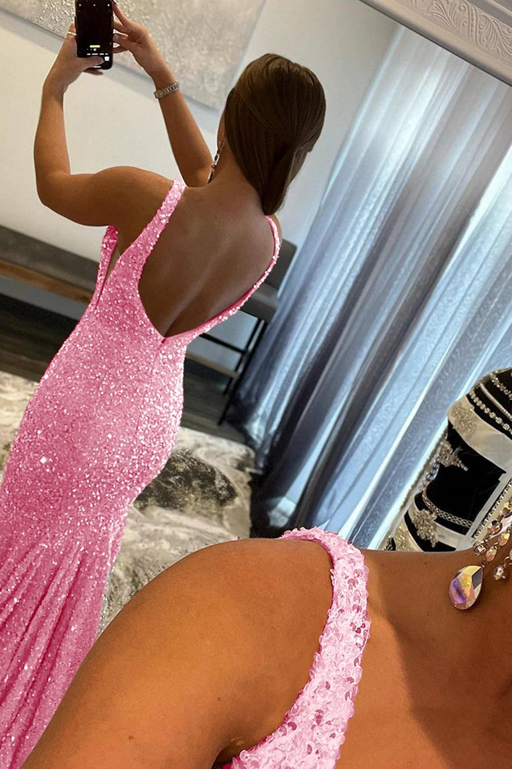 Purple Prom Dress Sequined Evening Dress