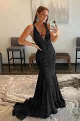 Purple Prom Dress Sequined Evening Dress