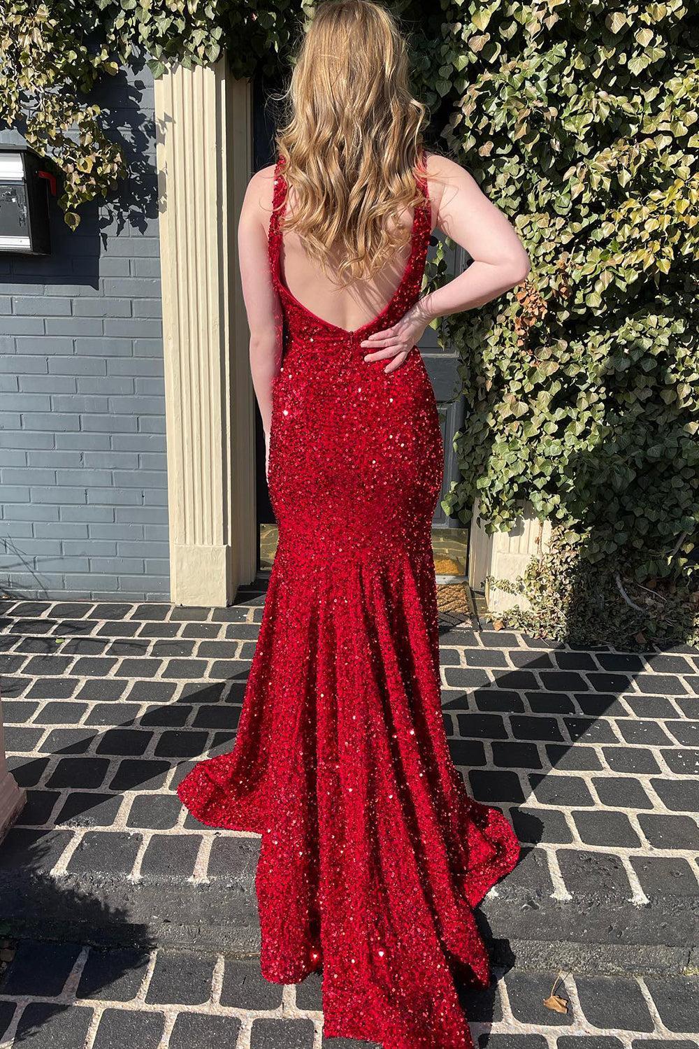 Purple Prom Dress Sequined Evening Dress