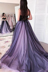 Purple Prom Dress Sweetheart Tulle Long Evening Dress
