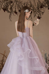 Purple Prom Dress Tulle Long Formal Gown Evening Dress