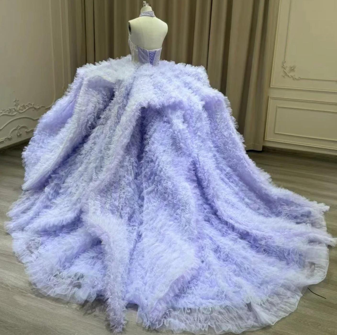 Purple Quinceanera Dress Ball Gown Strapless Lace Sweet 16 Dress