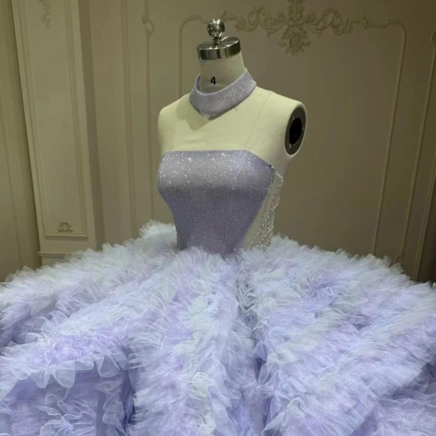 Purple Quinceanera Dress Ball Gown Strapless Lace Sweet 16 Dress