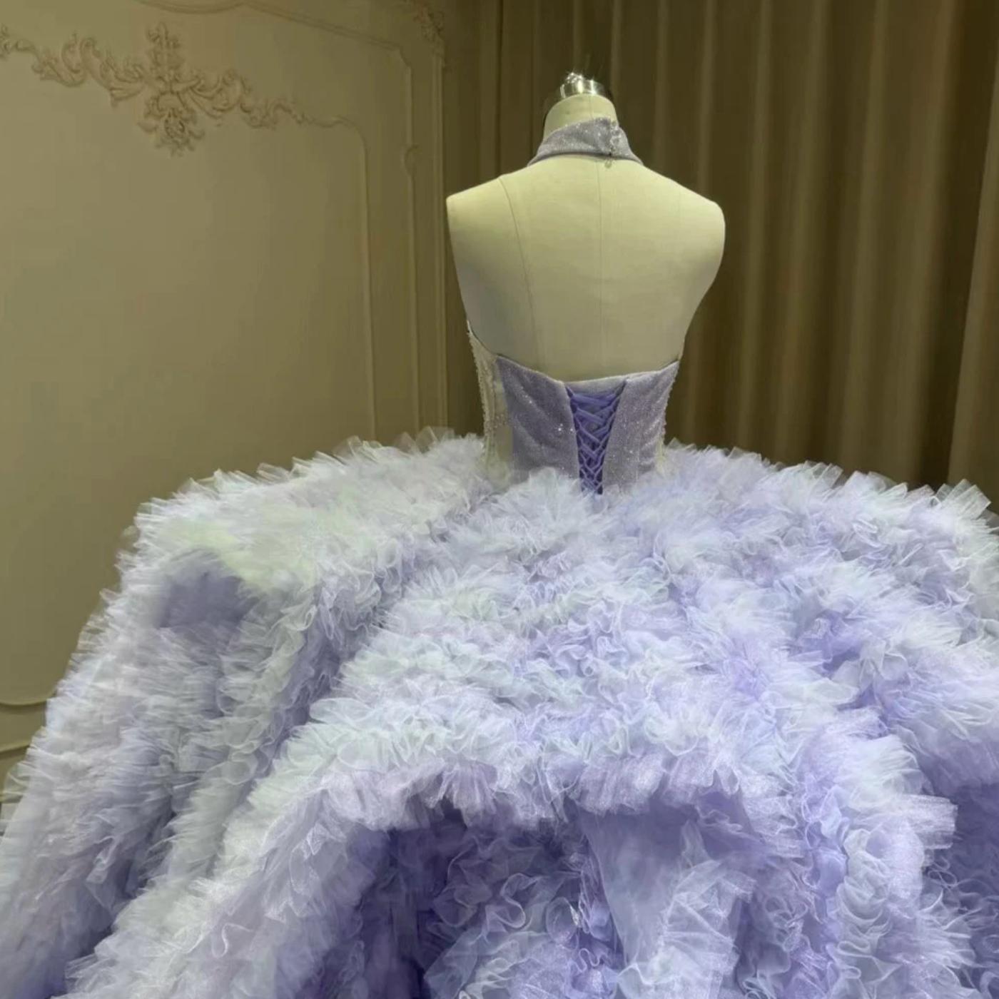 Purple Quinceanera Dress Ball Gown Strapless Lace Sweet 16 Dress