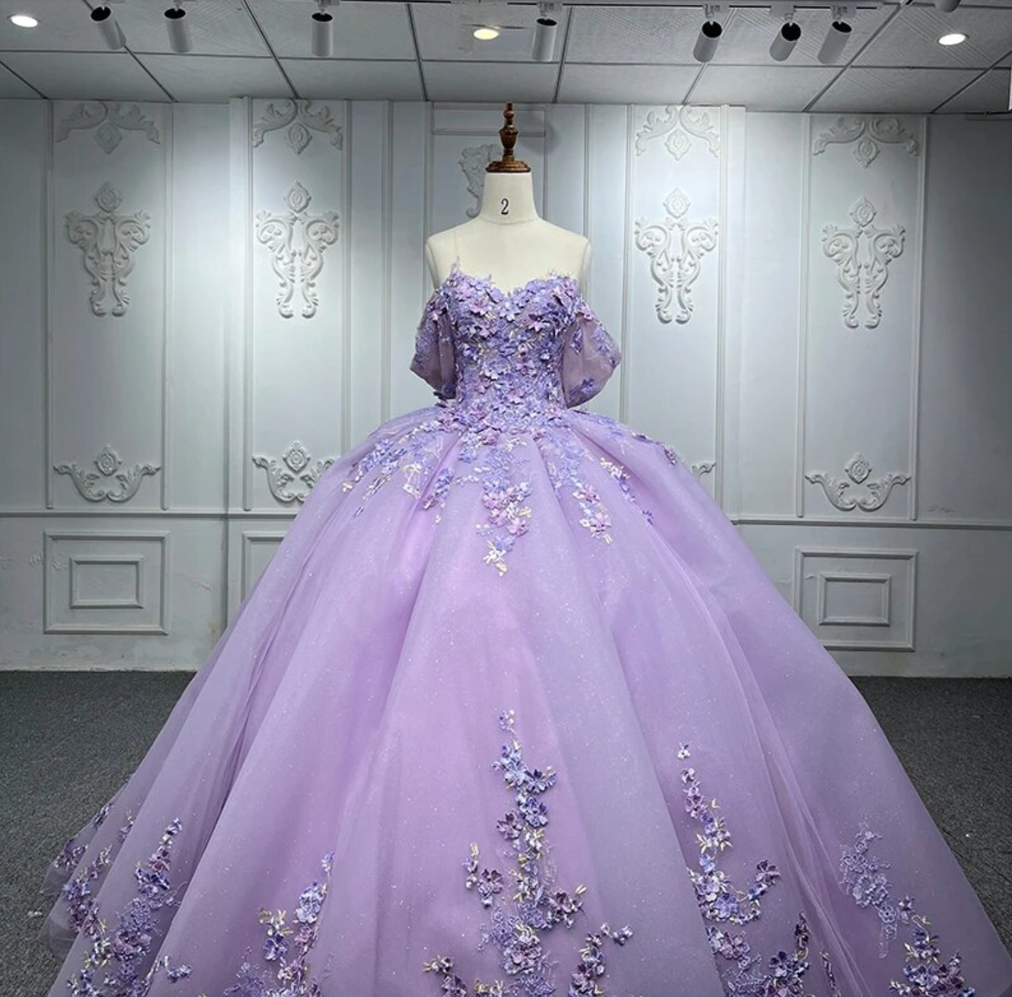 Purple Quinceanera Dress Flower Bow Ball Gown Sweet 16 Dress
