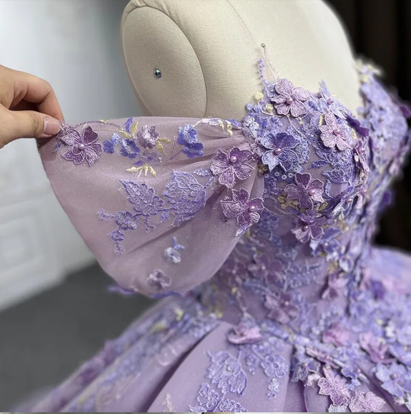 Purple Quinceanera Dress Flower Bow Ball Gown Sweet 16 Dress