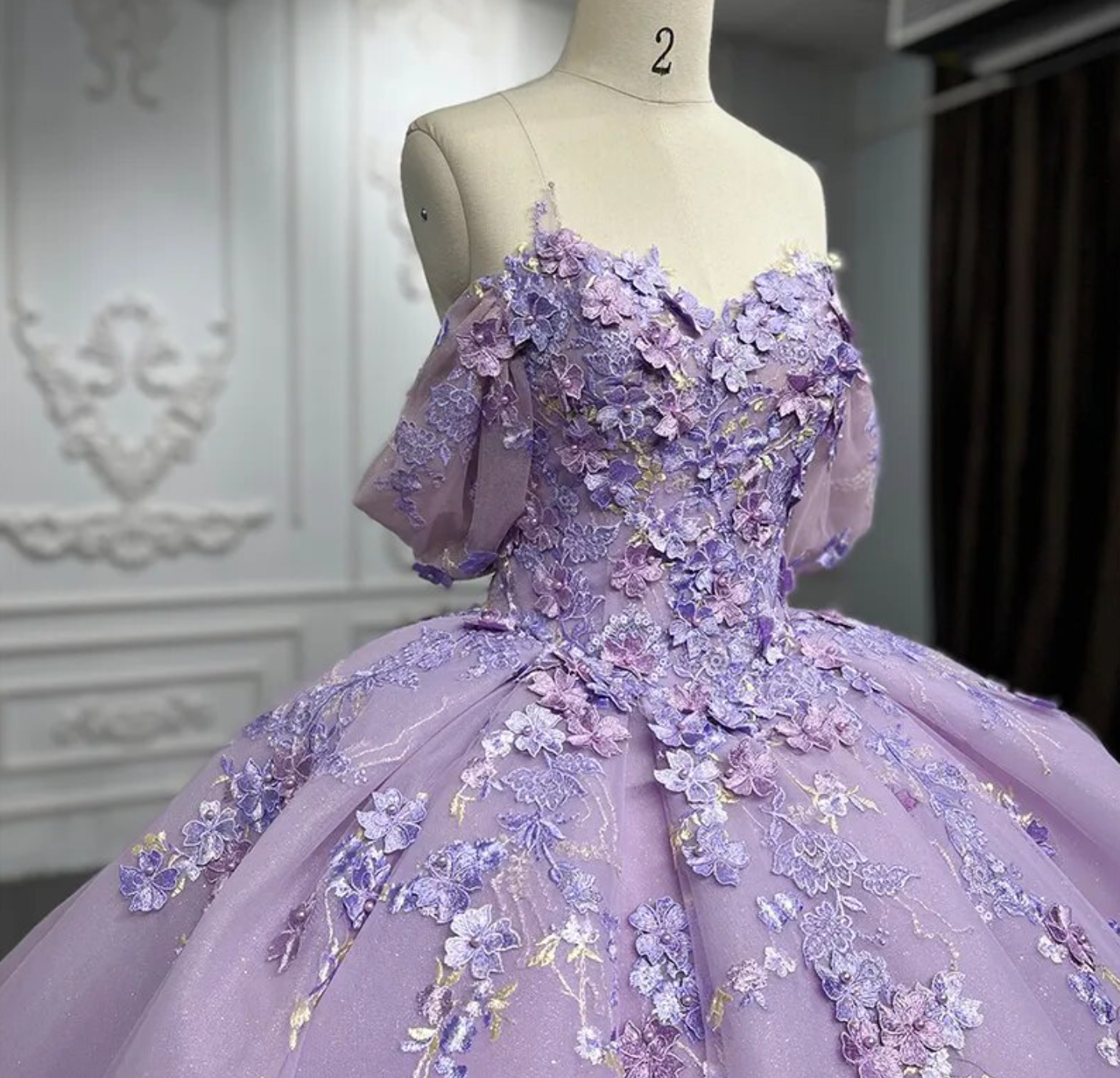Purple Quinceanera Dress Flower Bow Ball Gown Sweet 16 Dress